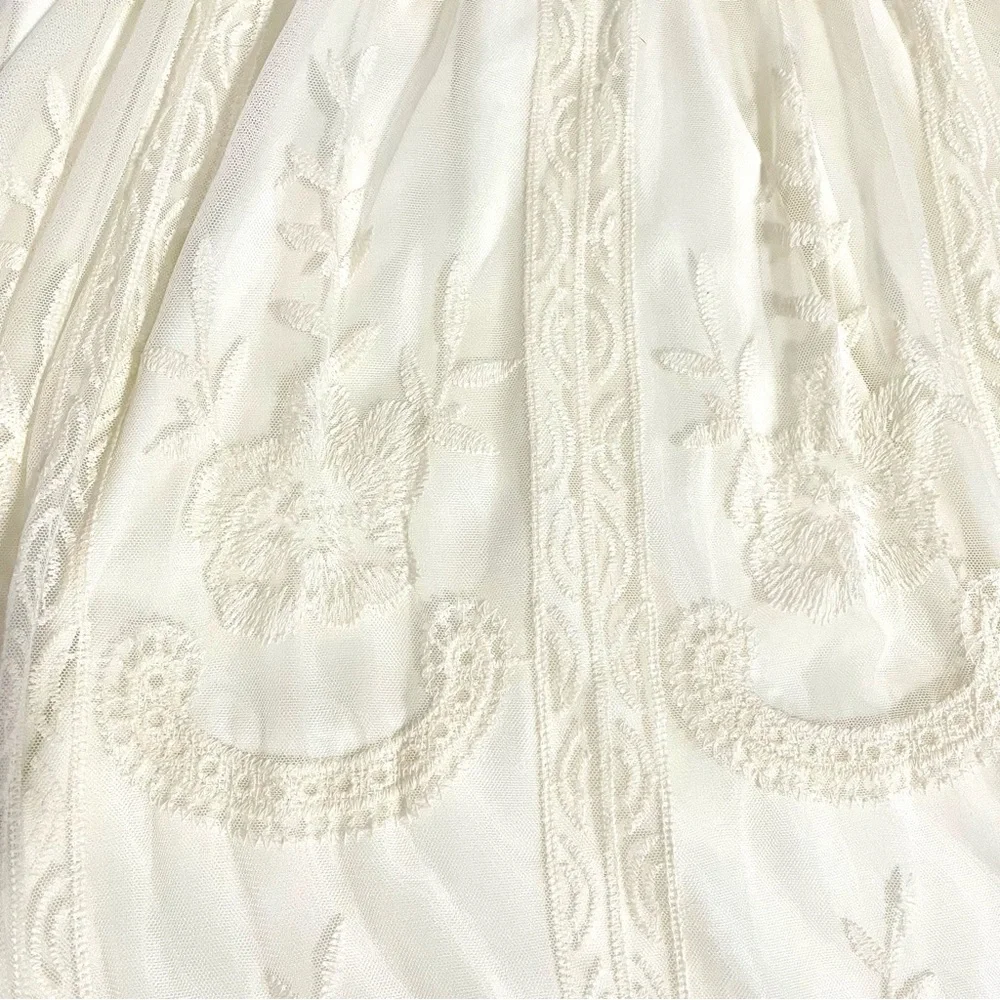 PinkBlush Cream Lace Mesh Overlay Maternity Maxi Dress Women's XL - Picture 10 of 16